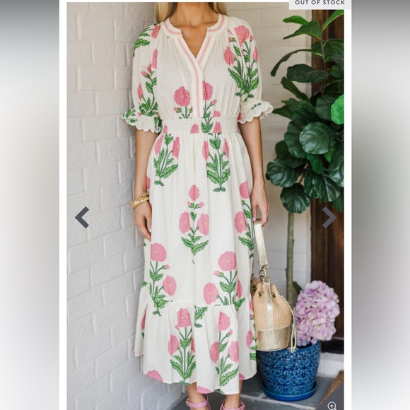 Umgee White Maxi Dress with Pink Floral Print - Picture 4 of 12